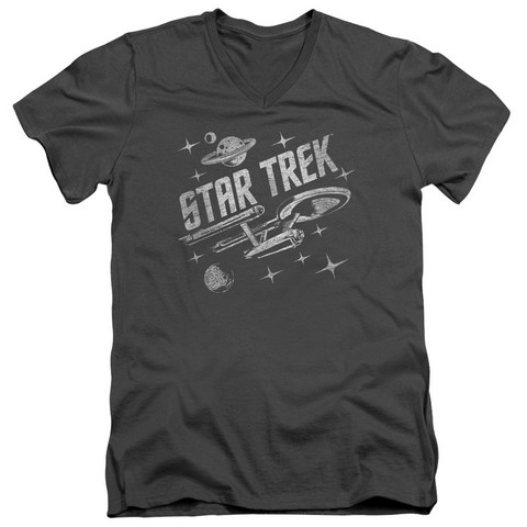 Star Trek-Through Space - Short Sleeve Adult 30-1 Tee - Charcoal- Small