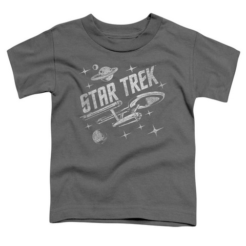 Star Trek-Through Space - Short Sleeve Toddler Tee - Charcoal- Medium 3T