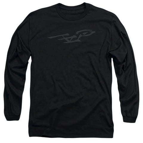 Star Trek-Bushwork Enterprise - Long Sleeve Adult 18-1 Tee - Black- 2X