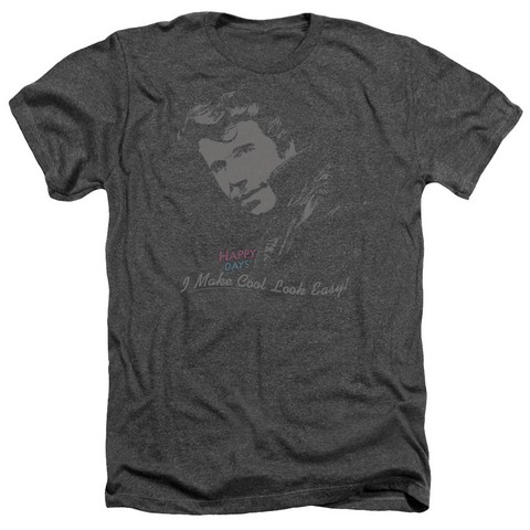 Happy Days-Cool Fonz - Adult Heather Tee - Charcoal- Extra Large