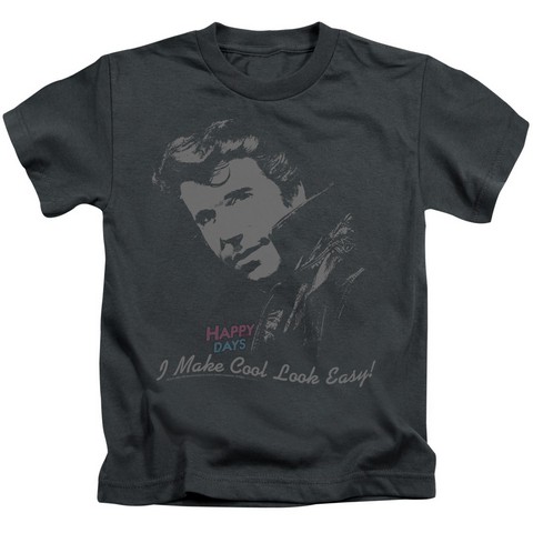 Happy Days-Cool Fonz - Short Sleeve Juvenile 18-1 Tee - Charcoal- Medium 5-6