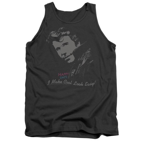 Happy Days-Cool Fonz - Adult Tank Top - Charcoal, Medium