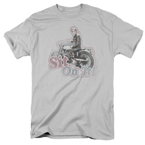 Happy Days-Sit On It - Short Sleeve Adult 18-1 Tee - Silver- Medium