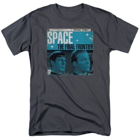 Star Trek-Final Frontier Cover - Short Sleeve Adult 18-1 Tee - Charcoal- Medium