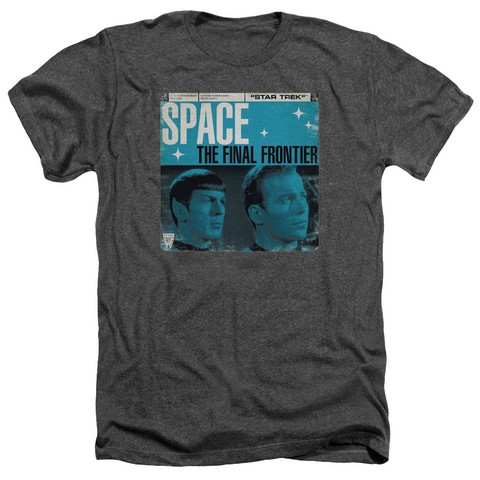 Star Trek-Final Frontier Cover - Adult Heather Tee - Charcoal- Medium