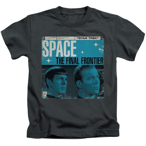 Star Trek-Final Frontier Cover - Short Sleeve Juvenile 18-1 Tee - Charcoal- Medium 5-6