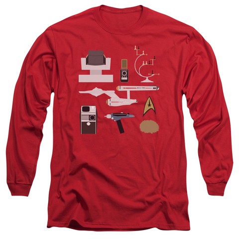Star Trek-Tos Gift Set - Long Sleeve Adult 18-1 Tee - Red- Medium