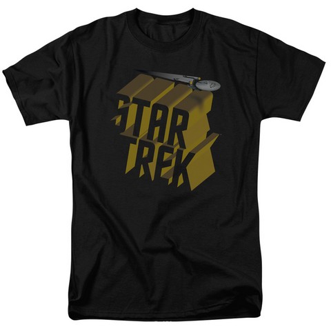 Star Trek-3D Logo - Short Sleeve Adult 18-1 Tee - Black- Medium
