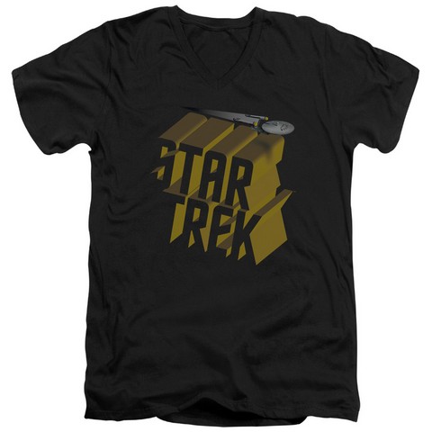 Star Trek-3D Logo - Short Sleeve Adult 30-1 Tee - Black- Small