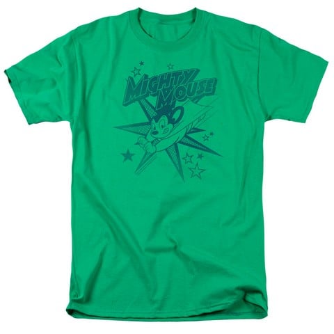 Mighty Mouse-Mighty Mouse - Short Sleeve Adult 18-1 Tee - Kelly Green- Medium