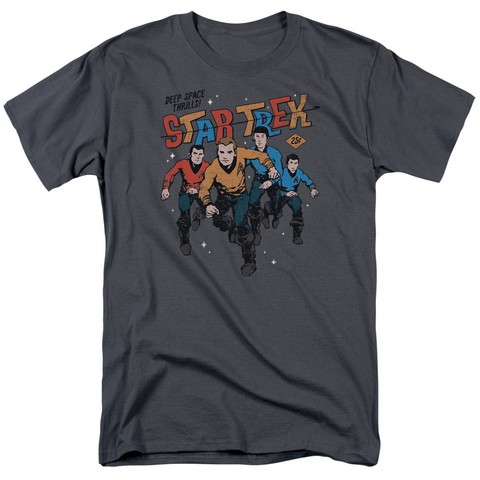 Star Trek-Deep Space Thrills - Short Sleeve Adult 18-1 Tee - Charcoal- Medium