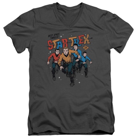 Star Trek-Deep Space Thrills - Short Sleeve Adult 30-1 Tee - Charcoal, Medium