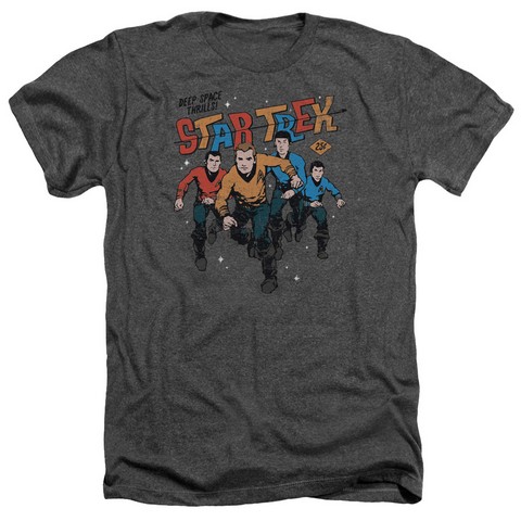 Star Trek-Deep Space Thrills - Adult Heather Tee - Charcoal- Small