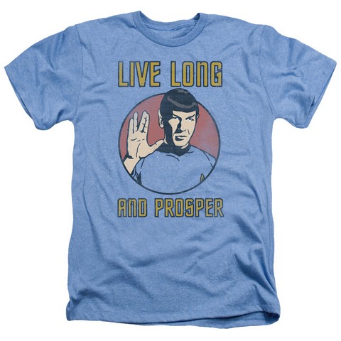 Star Trek-Long Life - Adult Heather Tee - Light Blue- Small -  NewGroove, NE3785754