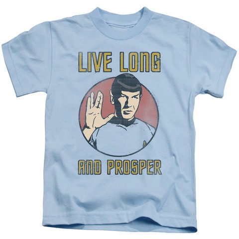 Star Trek-Long Life - Short Sleeve Juvenile 18-1 Tee - Light Blue- Medium 5-6