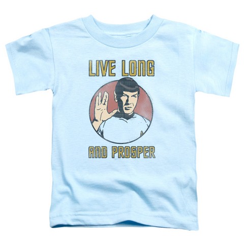 Star Trek-Long Life - Short Sleeve Toddler Tee - Light Blue- Large 4T
