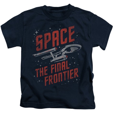 Star Trek-Space Travel - Short Sleeve Juvenile 18-1 Tee - Navy- Medium 5-6