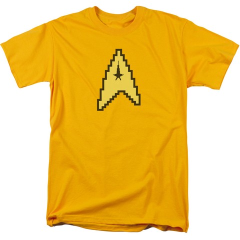 Star Trek-8 Bit Command - Short Sleeve Adult 18-1 Tee - Gold- Medium