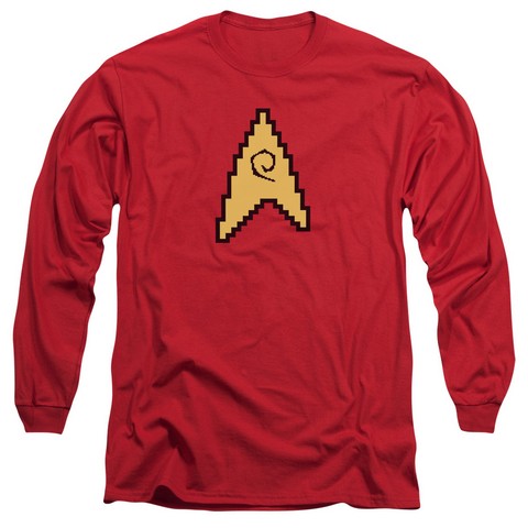 Star Trek-8 Bit Engineering - Long Sleeve Adult 18-1 Tee - Red- Medium