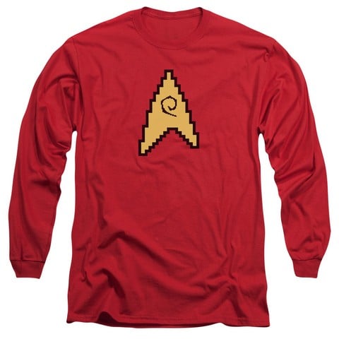 Star Trek-8 Bit Engineering - Long Sleeve Adult 18-1 Tee - Red- Extra Large