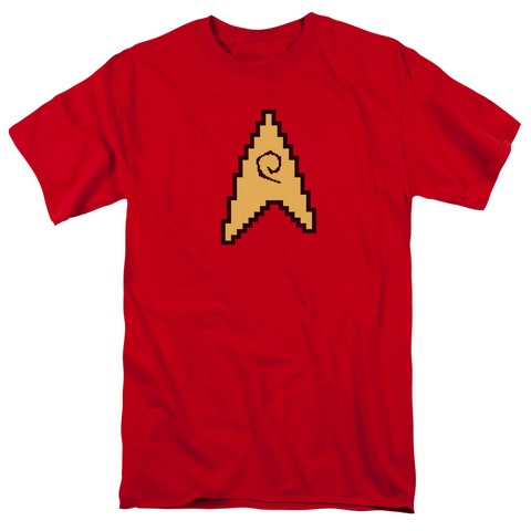 Star Trek-8 Bit Engineering - Short Sleeve Adult 18-1 Tee - Red- Large