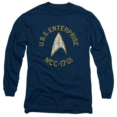 Star Trek-Collegiate - Long Sleeve Adult 18-1 Tee - Navy- Medium