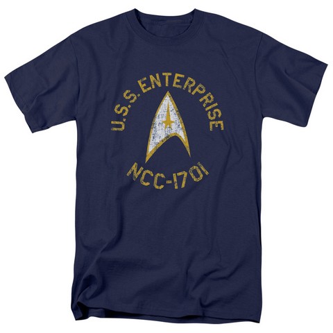Star Trek-Collegiate - Short Sleeve Adult 18-1 Tee - Navy- Medium