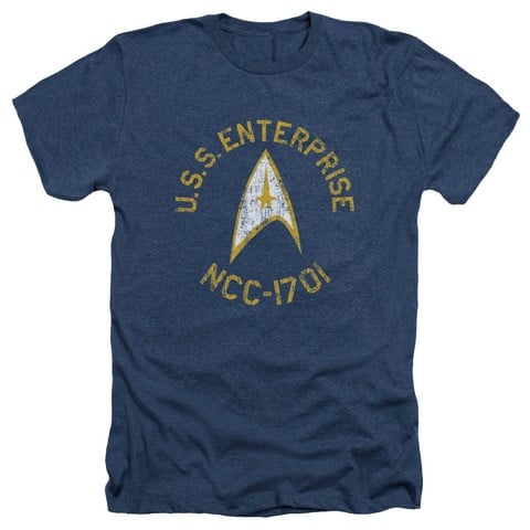 Star Trek-Collegiate - Adult Heather Tee - Navy- Medium -  Trevco, CBS1508-HA-2