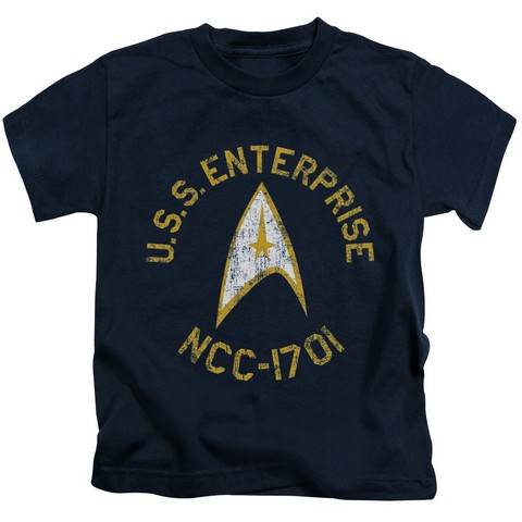 Star Trek-Collegiate - Short Sleeve Juvenile 18-1 Tee - Navy- Medium 5-6
