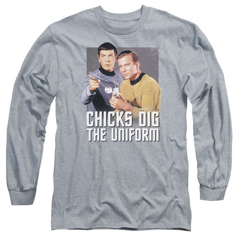 Star Trek-Chicks Dig - Long Sleeve Adult 18-1 Tee - Athletic Heather- Medium