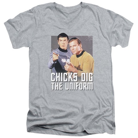 Star Trek-Chicks Dig - Short Sleeve Adult 30-1 Tee - Athletic Heather- Small