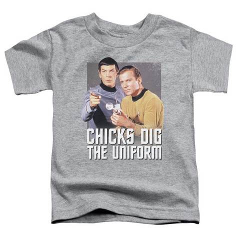 Star Trek-Chicks Dig - Short Sleeve Toddler Tee - Athletic Heather- Medium 3T