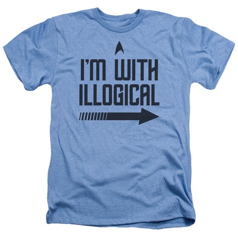 Star Trek-With Illogical - Adult Heather Tee - Light Blue- Medium