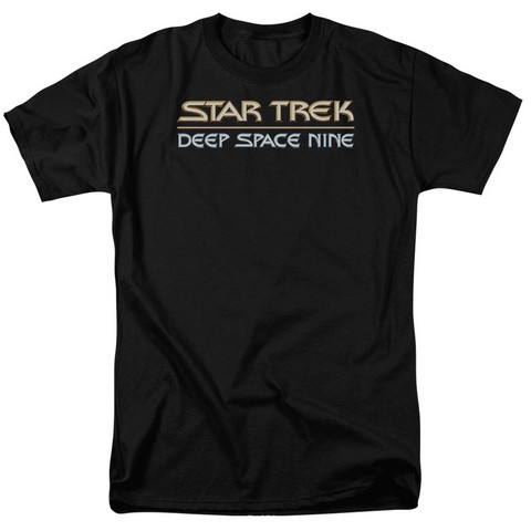 Star Trek-Deep Space Nine Logo - Short Sleeve Adult 18-1 Tee - Black- Small