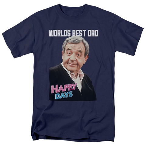 Happy Days-Best Dad - Short Sleeve Adult 18-1 Tee - Navy- Medium