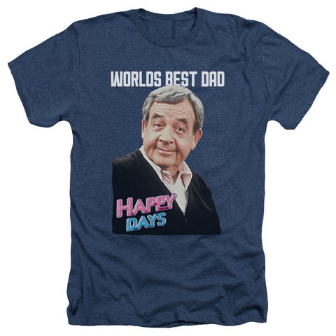 Happy Days-Best Dad - Adult Heather Tee - Navy- Small
