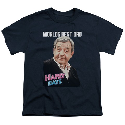Happy Days-Best Dad - Short Sleeve Youth 18-1 Tee - Navy- Small