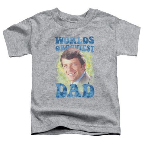Brady Bunch-Worlds Grooviest - Short Sleeve Toddler Tee - Athletic Heather- Medium 3T