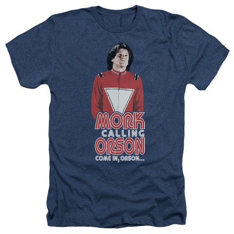 Mork & Mindy-Come In Orson - Adult Heather Tee - Navy- Small