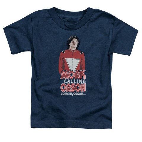 Mork & Mindy-Come In Orson - Short Sleeve Toddler Tee - Navy- Large 4T