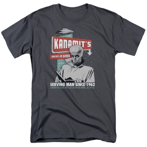 Twilight Zone-Kanamits Diner - Short Sleeve Adult 18-1 Tee - Charcoal- Medium