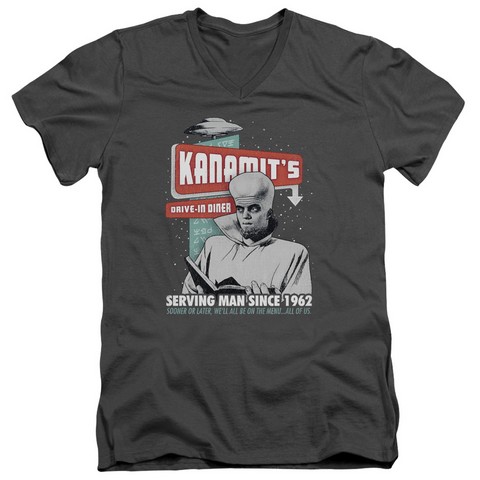 Twilight Zone-Kanamits Diner - Short Sleeve Adult 30-1 Tee - Charcoal, Medium