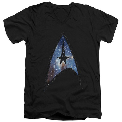 Star Trek-Galactic Shield - Short Sleeve Adult 30-1 Tee - Black- Small