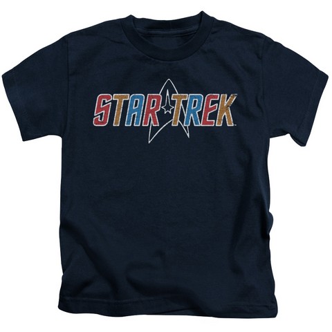 Star Trek-Multi Colored Logo - Short Sleeve Juvenile 18-1 Tee - Navy- Large 7