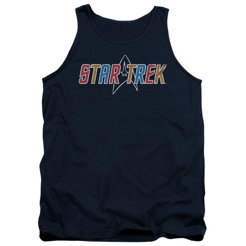 Star Trek-Multi Colored Logo - Adult Tank Top - Navy- Small