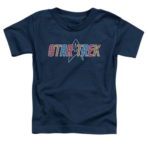 Star Trek-Multi Colored Logo - Short Sleeve Toddler Tee - Navy- Medium 3T