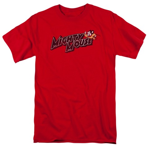 Mighty Mouse-Might Logo - Short Sleeve Adult 18-1 Tee - Red- Small