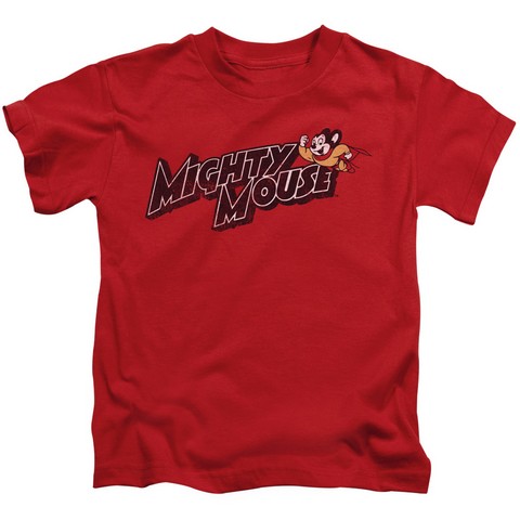 Mighty Mouse-Might Logo - Short Sleeve Juvenile 18-1 Tee - Red- Medium 5-6