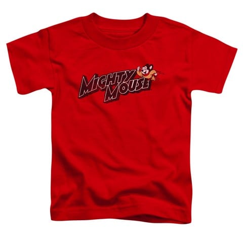 Mighty Mouse-Might Logo - Short Sleeve Toddler Tee - Red- Large 4T