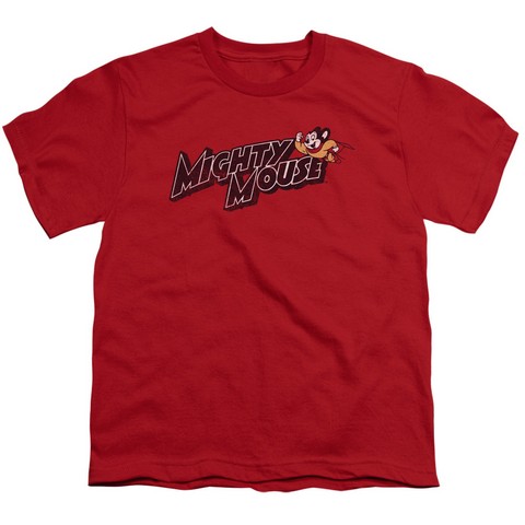 Mighty Mouse-Might Logo - Short Sleeve Youth 18-1 Tee - Red- Medium